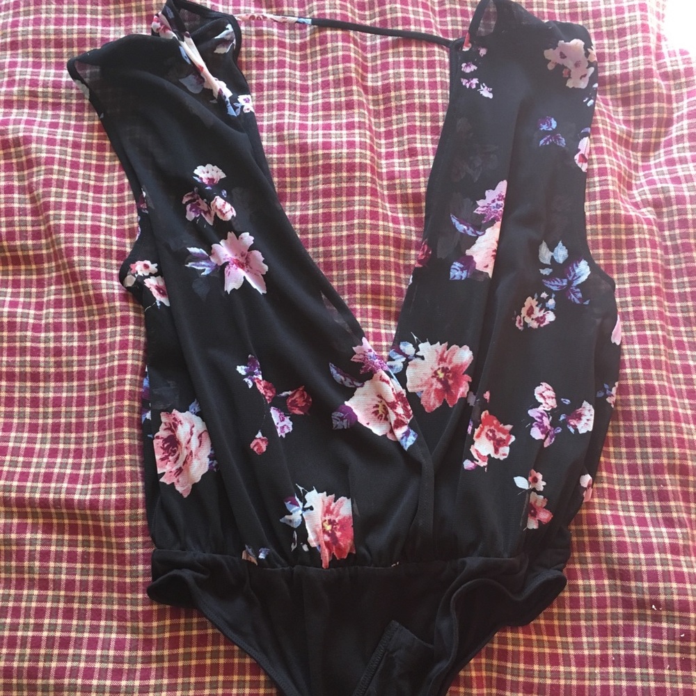 Floral mesh& tank bodysuit